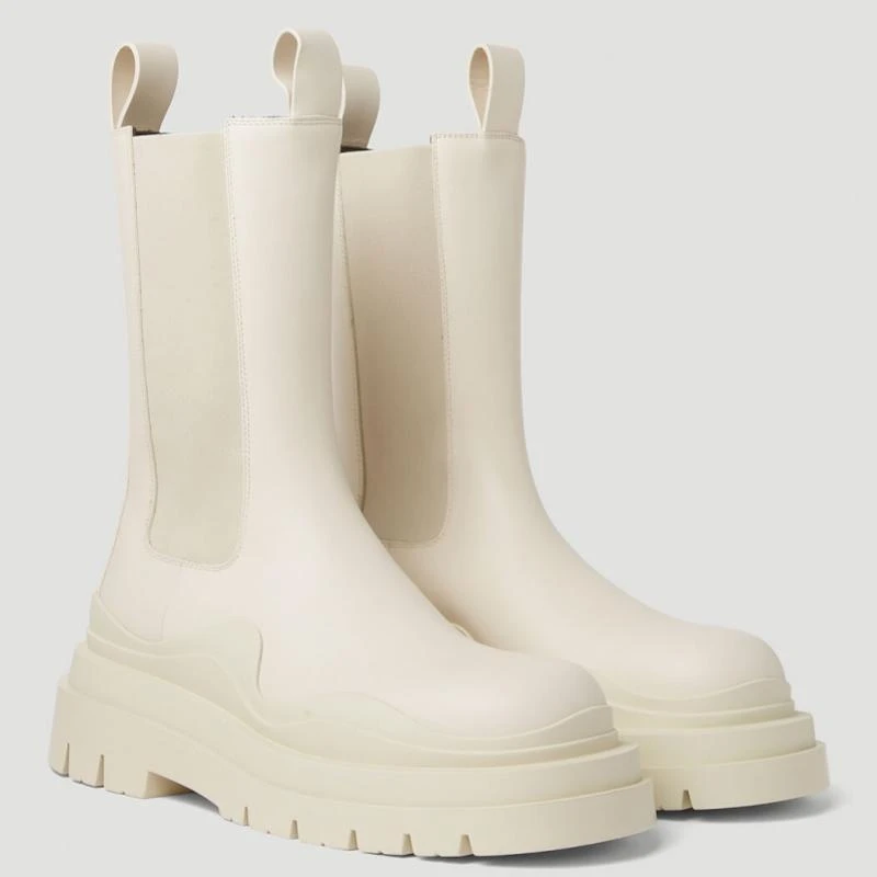 bv靴子奶白中筒靴厚底女靴瘦瘦靴显瘦增高百搭白色靴子女