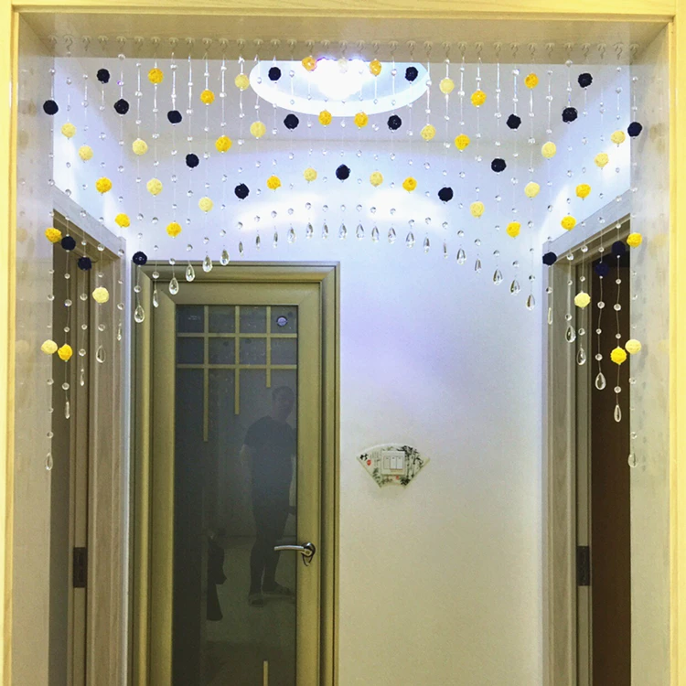 梦幻水晶珠帘卧室风水高档门帘子玄关餐厅鞋柜藤球隔断帘免打孔