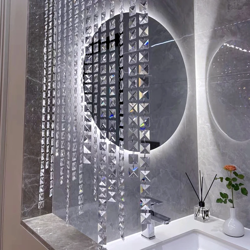 水晶珠帘客厅轻奢卫生间门帘半墙隔断帘高级屏风玄关挂帘子免打孔