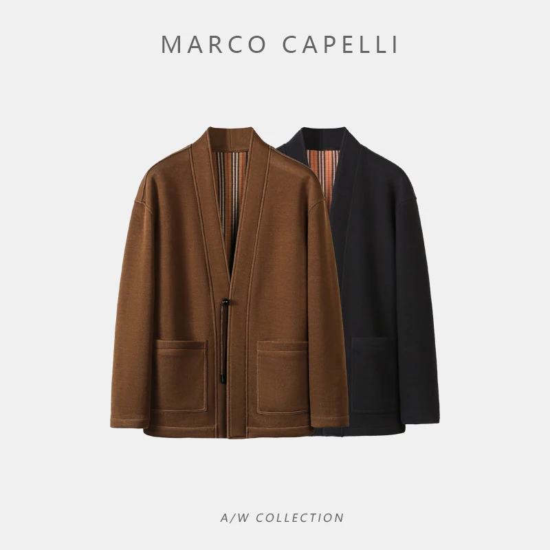 百搭风格男士休闲无领复古男外套无扣开衫大码男装A536