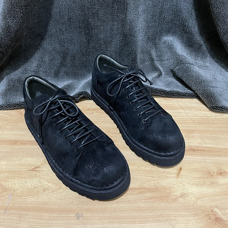 【鹿皮绒面】 暗黑mmg350同款小牛犊内里短脸休闲男款工装鞋