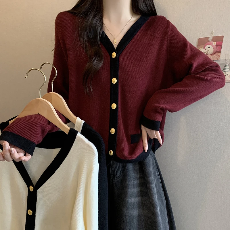 MS71233曼莎【时尚百搭】大码女装冬季新款显瘦开衫保暖打底针织衫