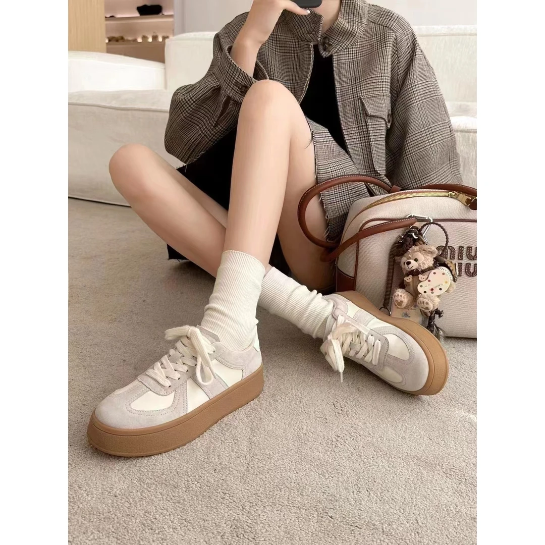 板鞋百搭小众厚底德训鞋