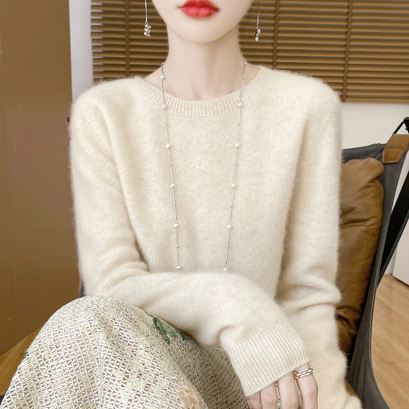 【清仓处理】澳洲羊毛衫女100纯羊毛圆领针织衫长袖毛衣打底衫