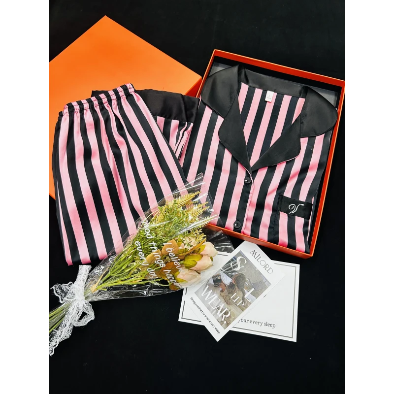 Secoyard【粉黛佳人】潮牌设计女士透气冰丝长袖开衫睡衣家居服夏季