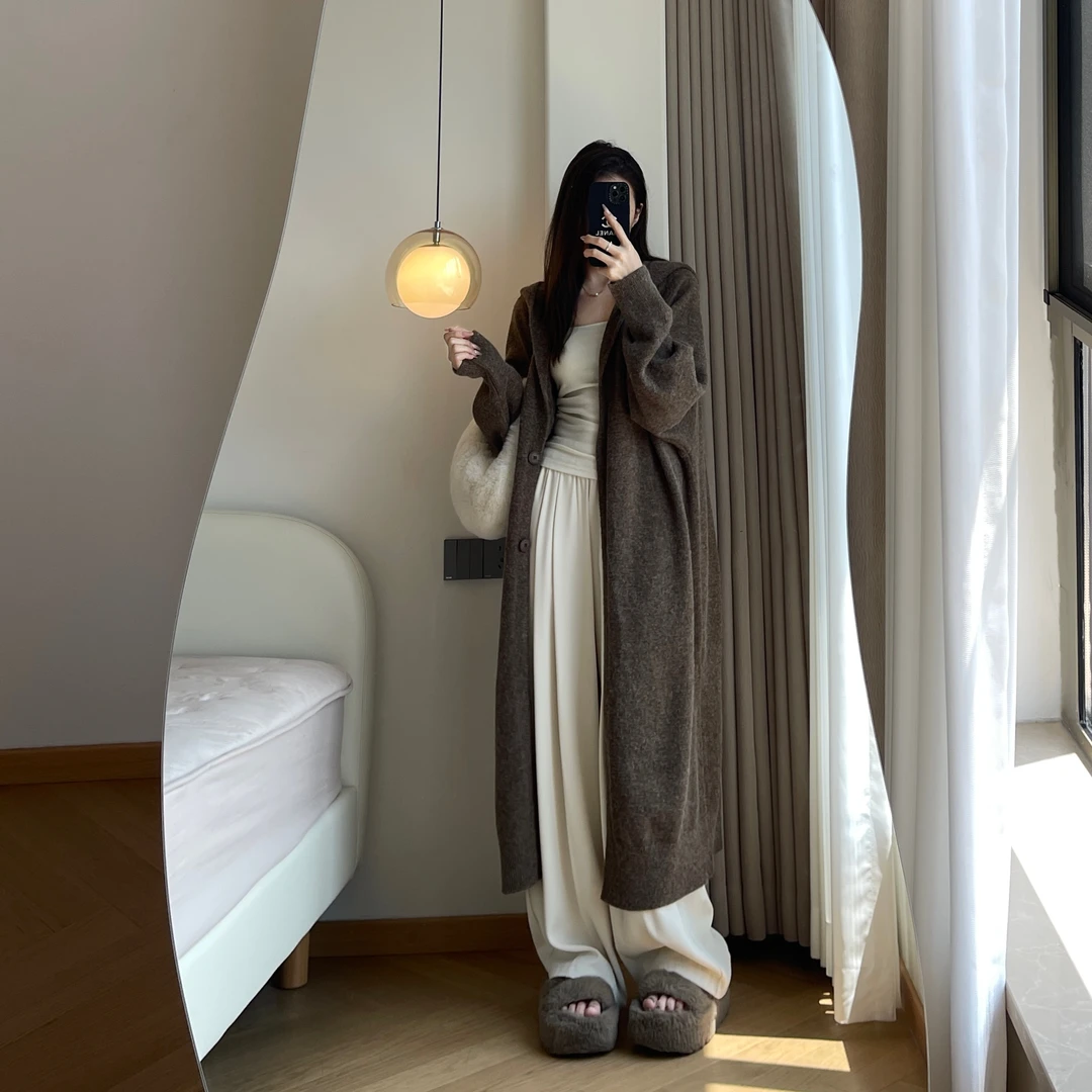 2024新款流行慵懒风衣针织风衣外套时尚高级感