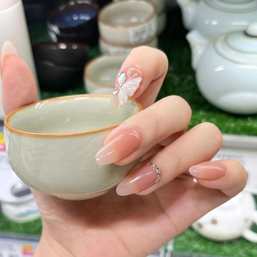 【花开灵蝶】纯手工穿戴甲 可拆卸手工甲 高级手工美甲