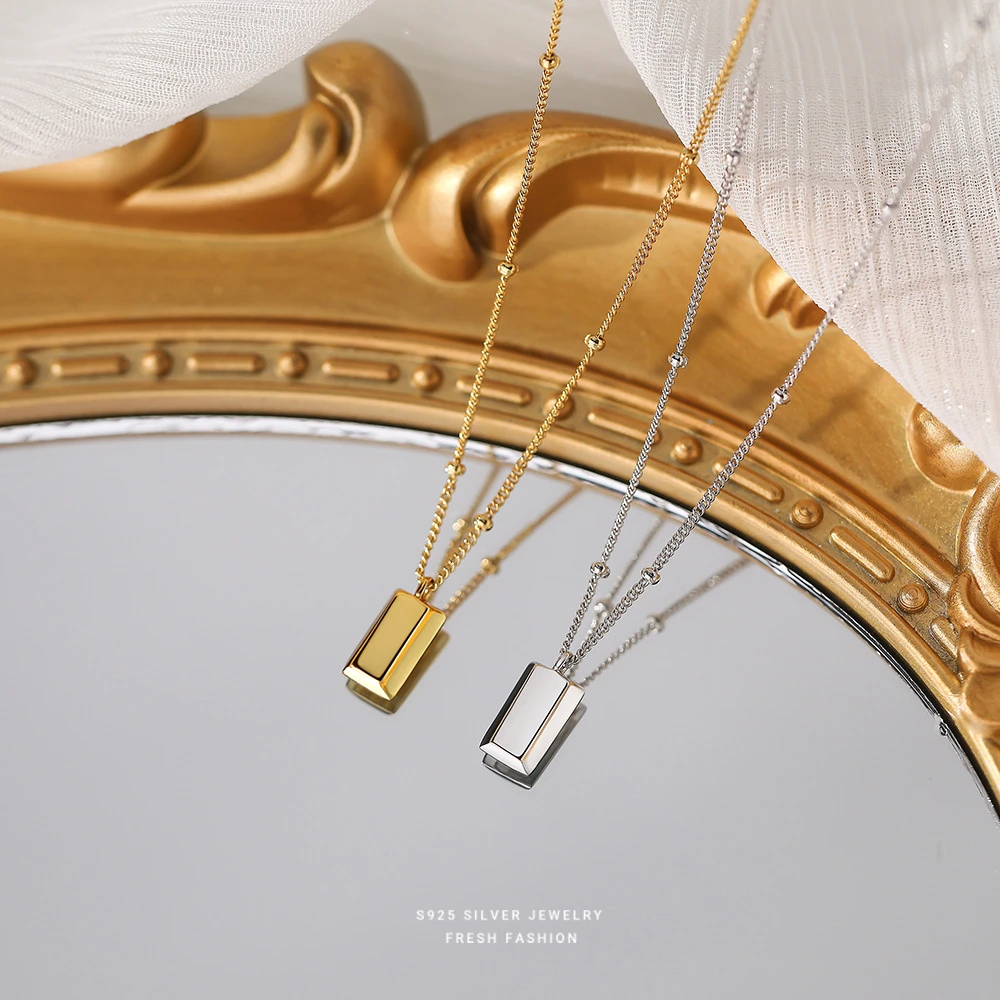 坠链均925银 暴富小金块项链锁骨链纯银小众金色简约轻奢百搭精致