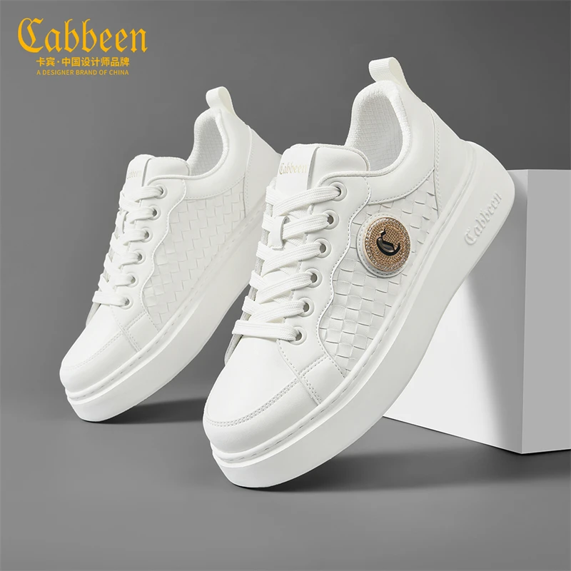 卡宾男鞋运动秋季板鞋简约增高厚底耐磨高端百搭男式休闲鞋小白鞋