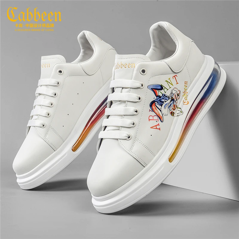 卡宾增高男鞋潮牌彩虹气垫板鞋宾兔潮鞋男百搭休闲鞋子男士小白鞋