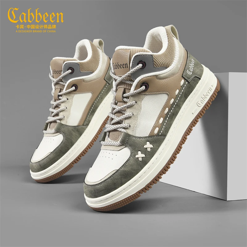 卡宾男士运动鞋男秋季潮流休闲男鞋子百搭高帮鞋透气男式休闲鞋子