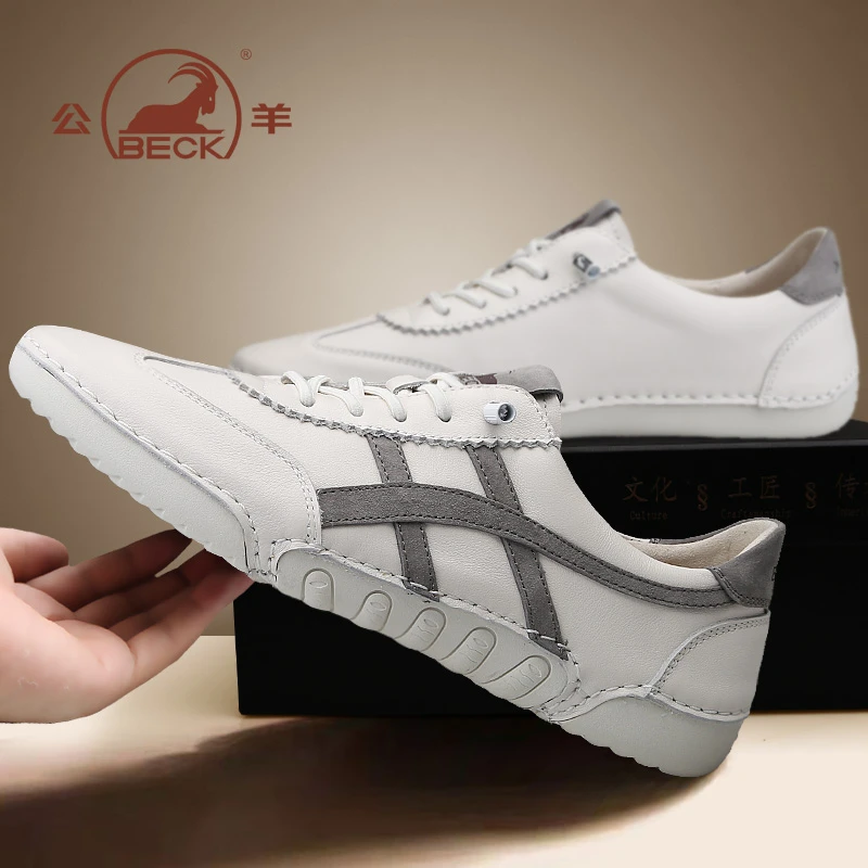 BECK/公羊新款男鞋低帮网面真皮鞋意大利休闲皮鞋男潮鞋RX-5038