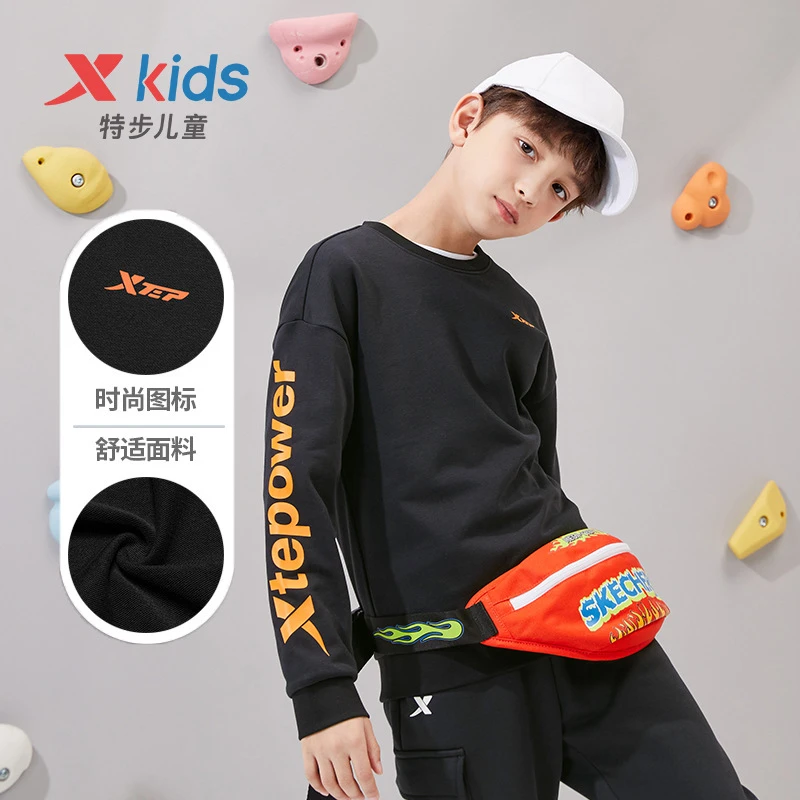 【直播专享】特步童装儿童卫衣2024春秋新款男童中大童套头上衣女