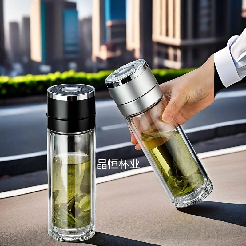 车载隔热透明便携防烫高档过滤创意防摔双层玻璃杯水杯