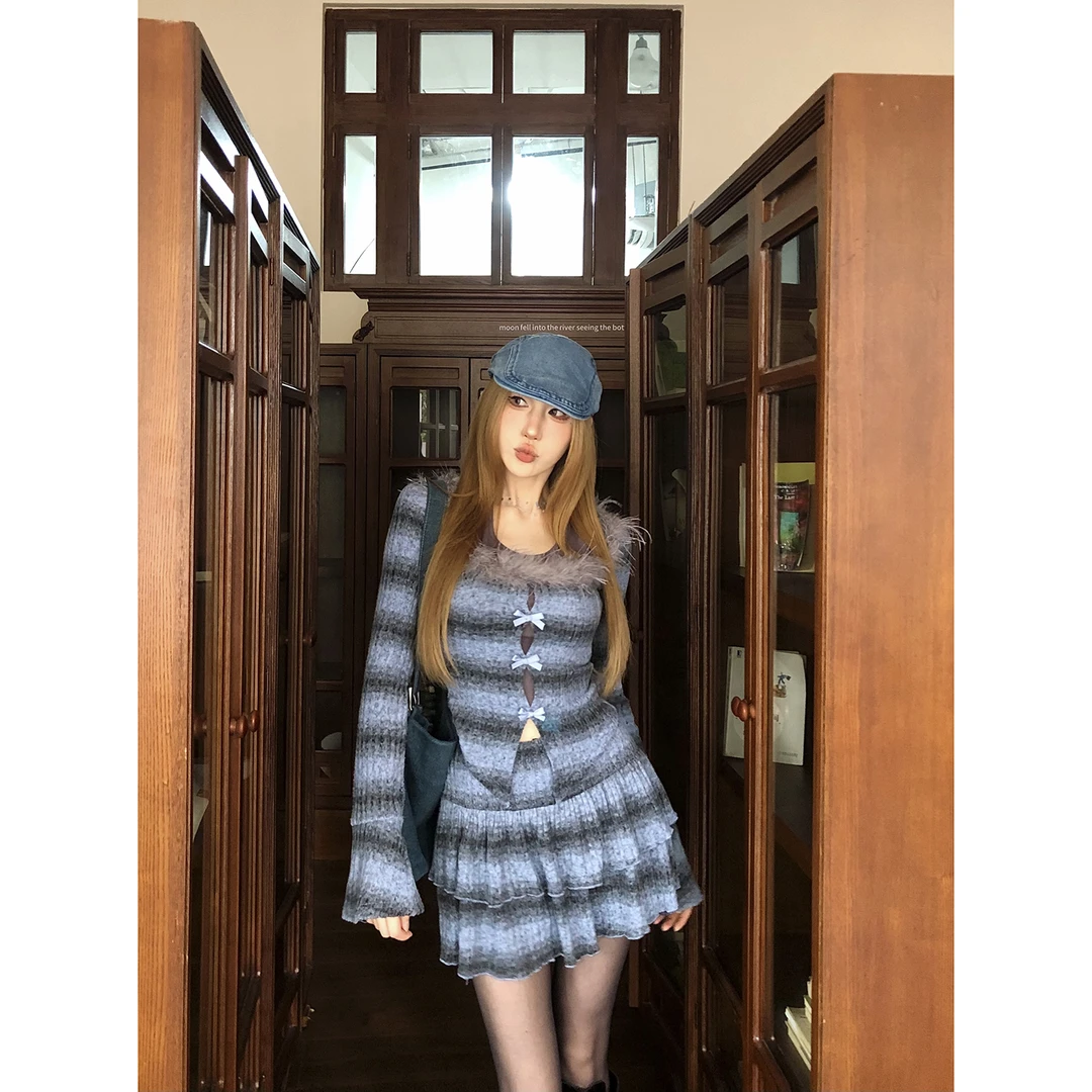 DREAM SEVEN77时尚辣妹系带喇叭袖T恤女秋季新款气质显瘦百搭上衣