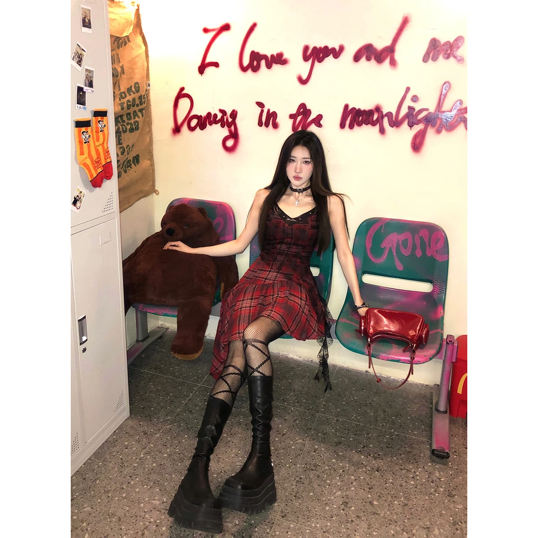 DREAM SEVEN77【末路狂花 】不规则拼接吊带连衣裙夏季 QL75067