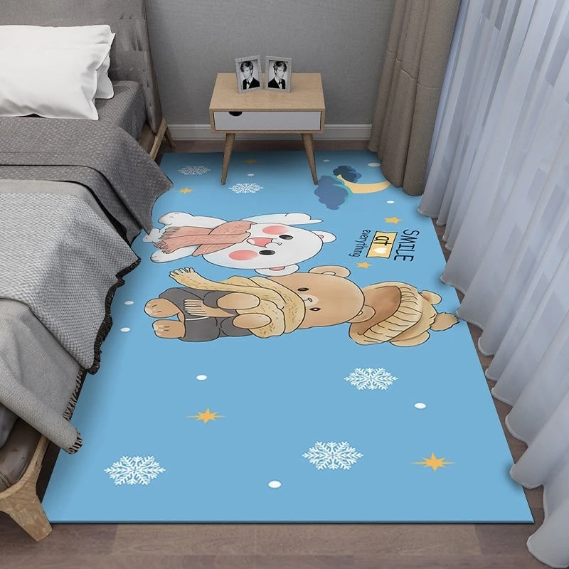 水晶绒整铺大面积地毯吸水防滑地垫卡通地毯可爱床边毯卧室脚垫