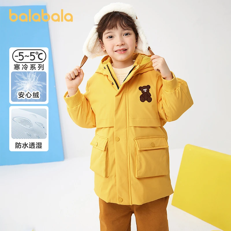 巴拉巴拉儿童男女童小童防水羽绒服中长款萌趣外套208421107108