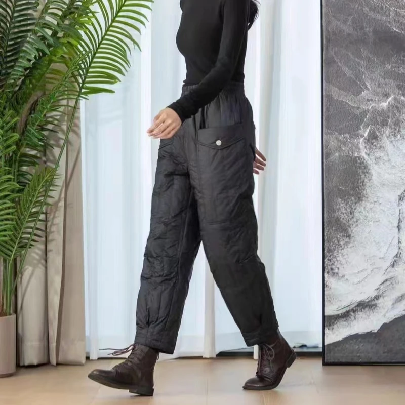 【玛罗兰】90绒鸭绒裤 断码清 减齡显瘦保暖  2钉扣翻边口袋鸭绒裤