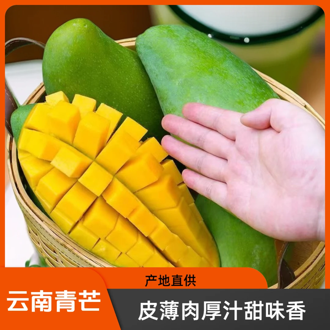 云南西双版纳大青芒果新鲜香甜肉厚多汁椒盐生吃芒果时令水果批发