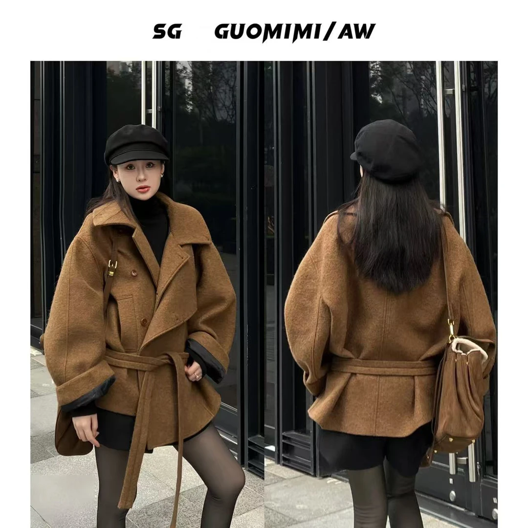SG / 郭幂幂 AW 时髦气质风 翻领腰带短款大衣WT-20242114