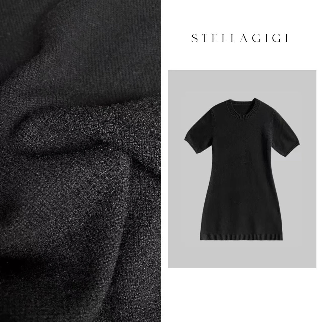SG / 郭幂幂 AW 高品质100羊毛 百搭圆领短袖针织裙Q-20242231