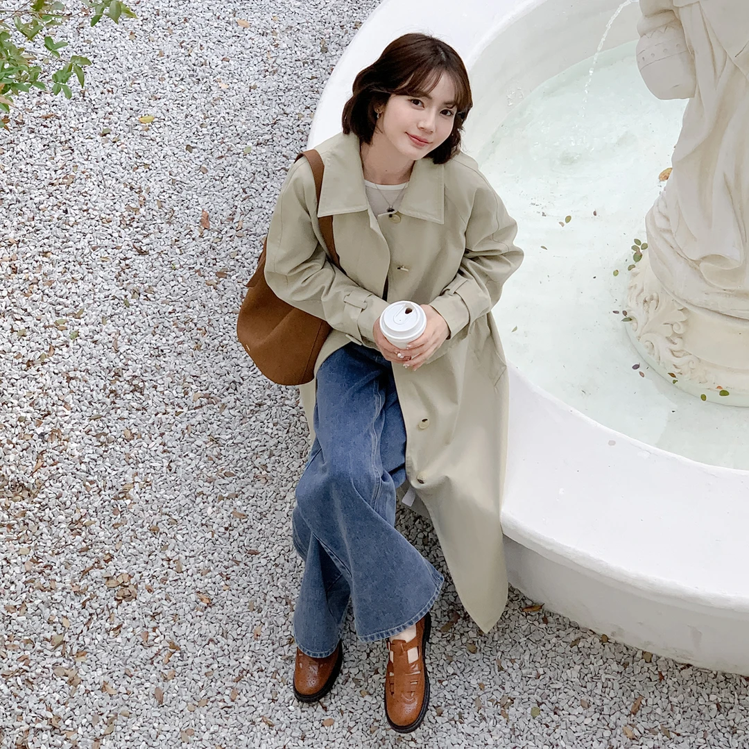 法儿家韩国限定【春风信使】FS401W004单排扣风衣LL