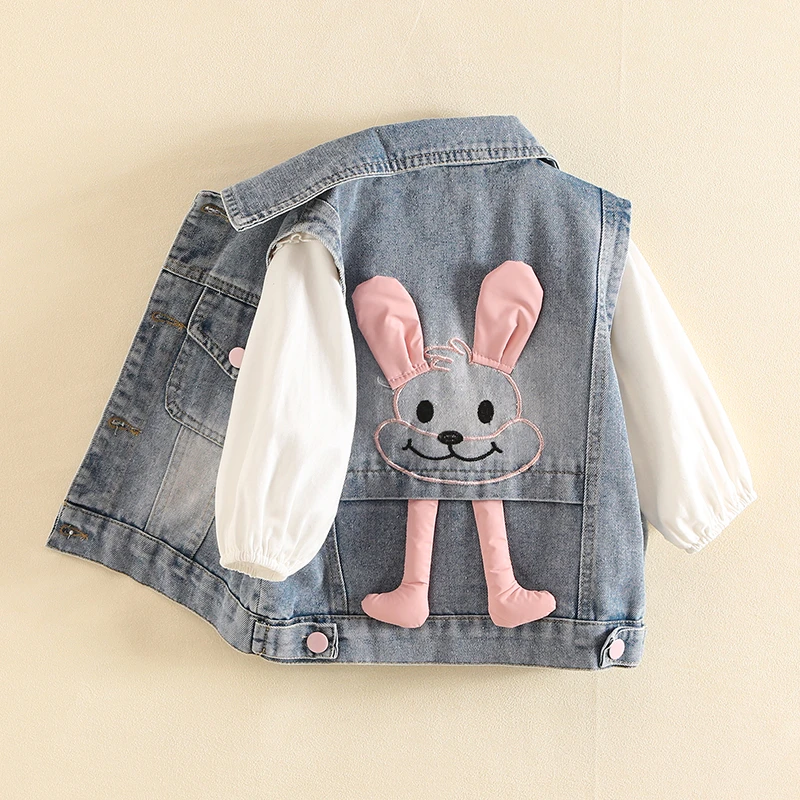 女童牛仔马甲2025新款儿童卡通坎肩宝宝春秋款外穿中小童百搭背心