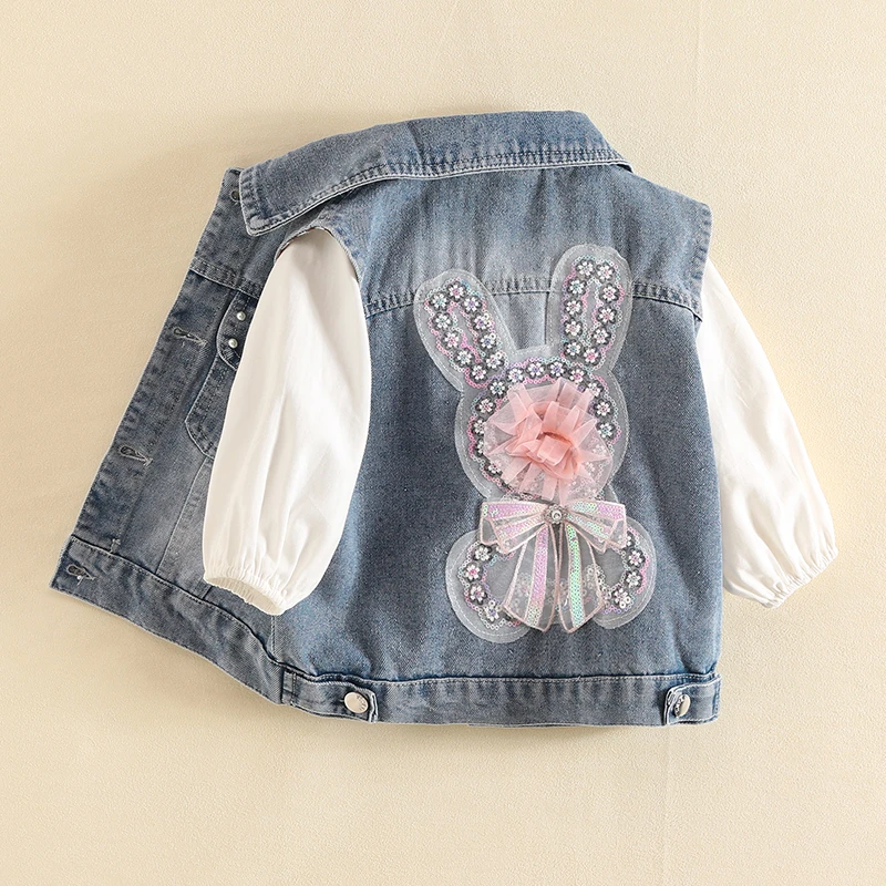 女童牛仔马甲儿童2025春季薄款宝宝校园百搭上衣中小童韩版洋气潮