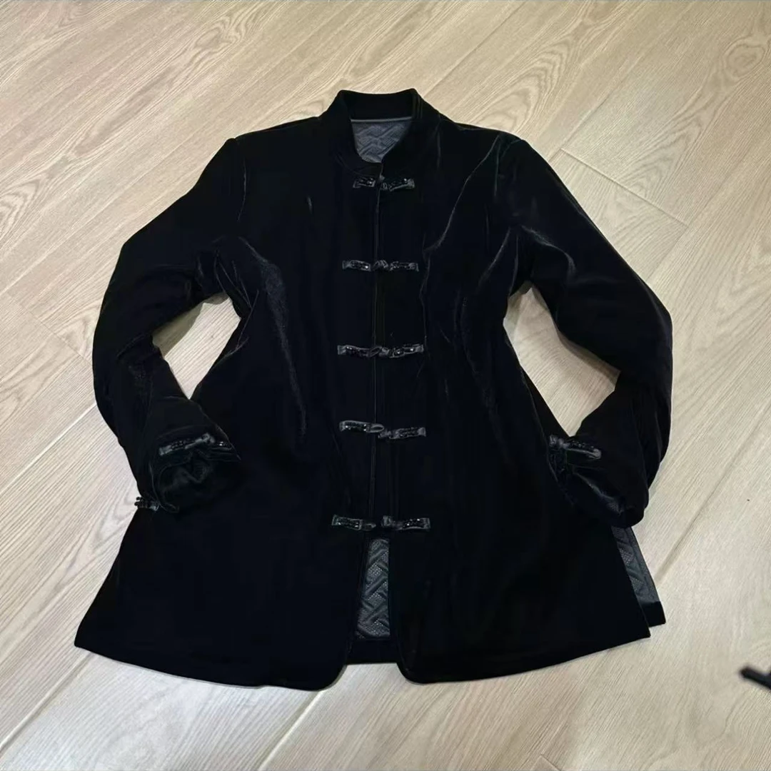 中国风早春新款金丝绒上衣女款外套气质长袖时尚丝绒外套国风