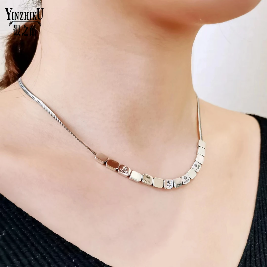 银之酷 链子925银 925银高档项链女素款时尚简约小众百搭蛇骨链