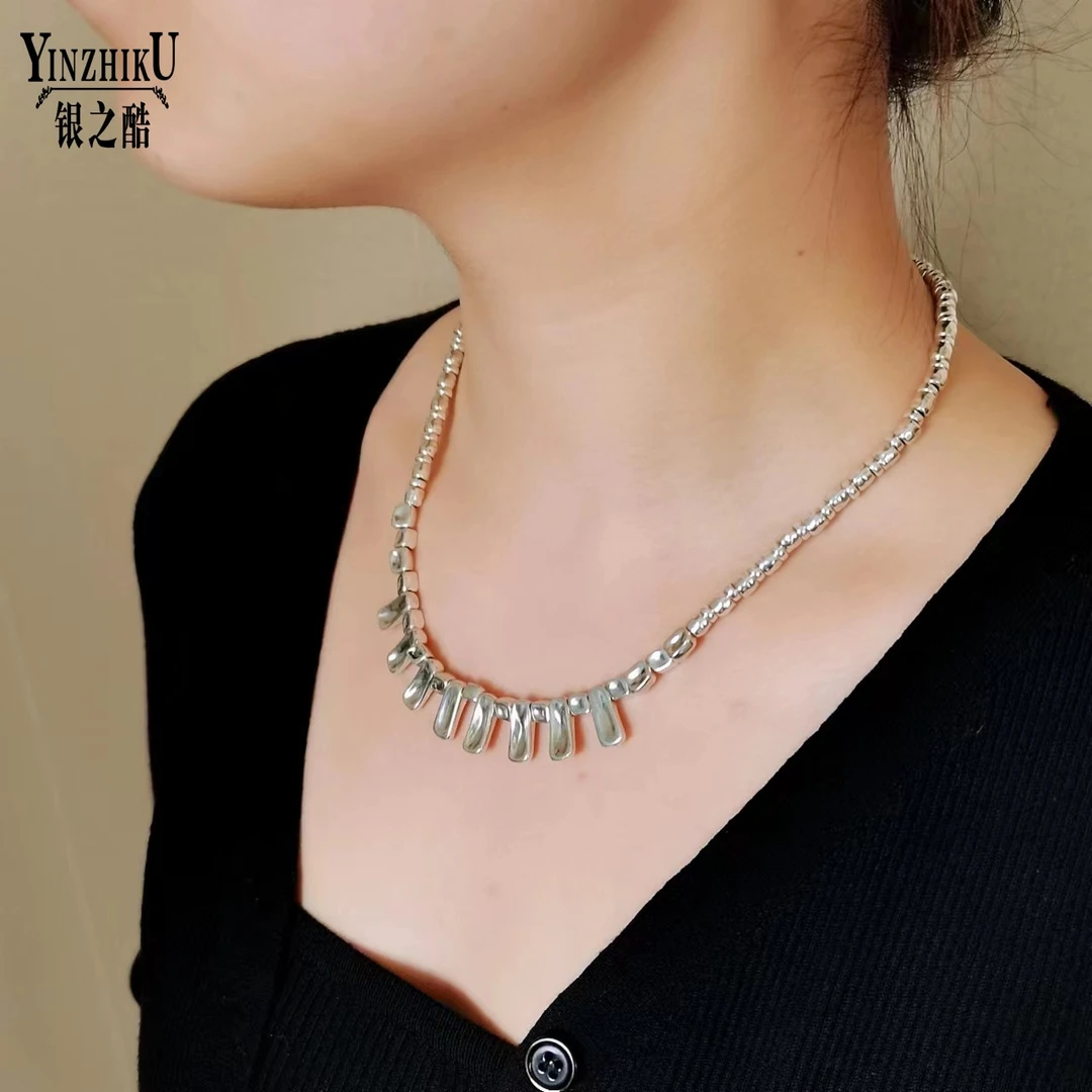 坠链均925银 925银碎银项链素款重工女时尚简约气质百搭日韩