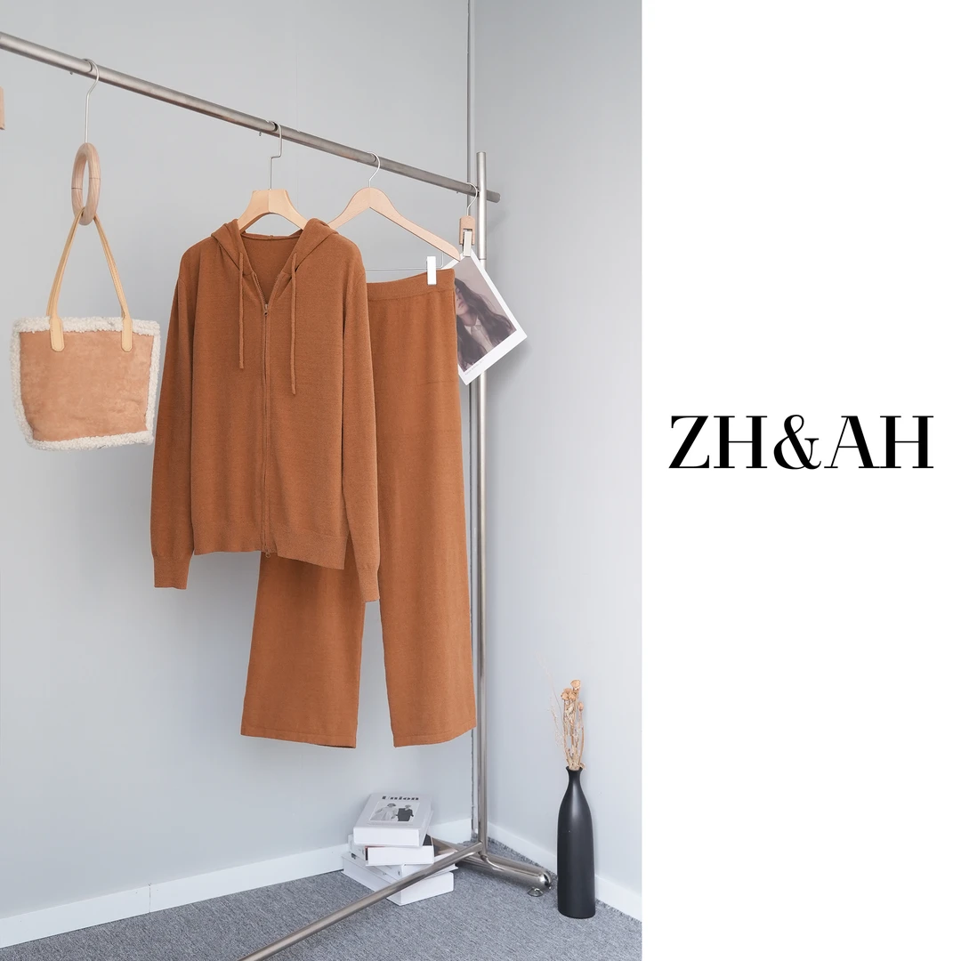 ZH&AH【焦糖拿铁】秋季新款时尚气质百搭设计感孕期简约通勤套装裤