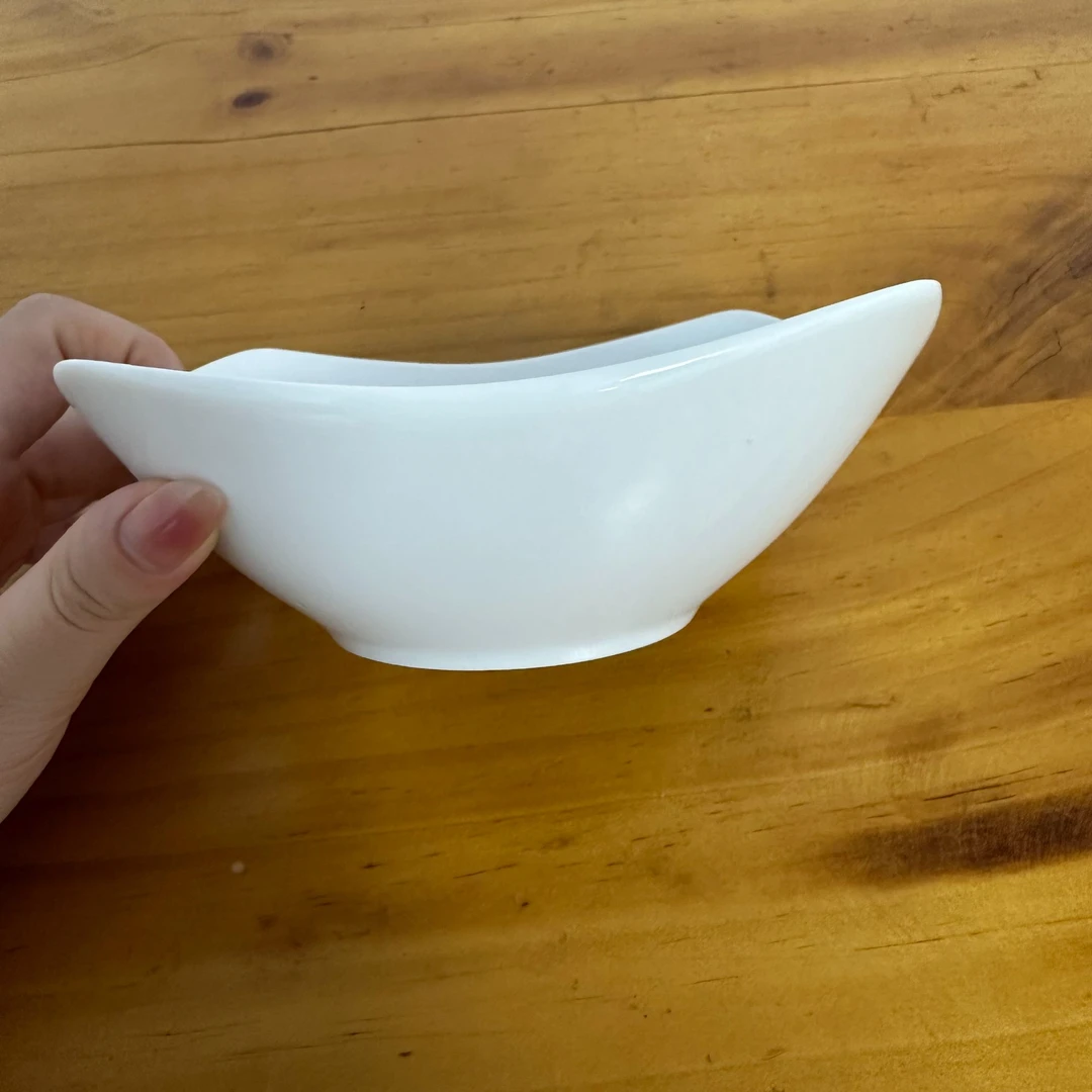 4角沙拉碗手工陶瓷纯白白瓷