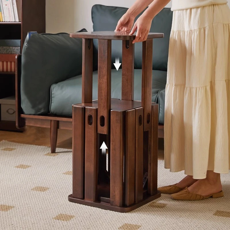 实木叠叠乐家居多功能矮凳餐厅凳卧室方凳椅子轻奢板凳新中式边几