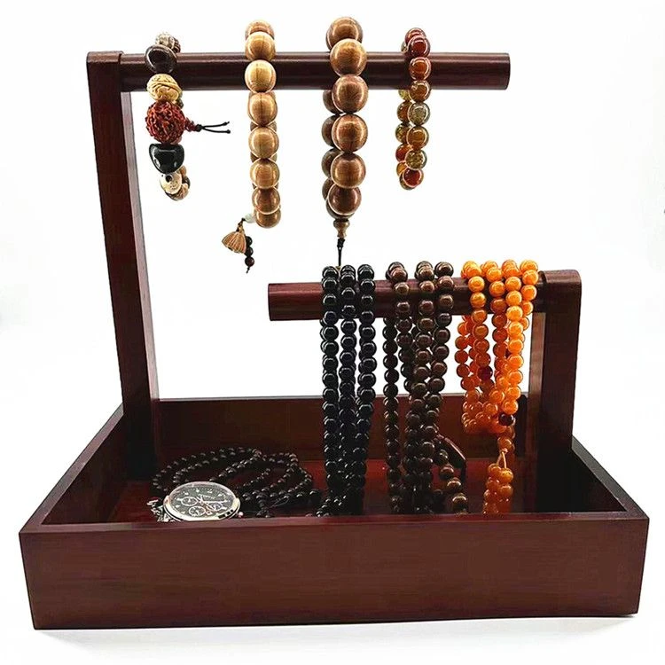 创意实木首饰架饰品架复古项链吊坠耳环收纳架柜台桌面挂板展示架