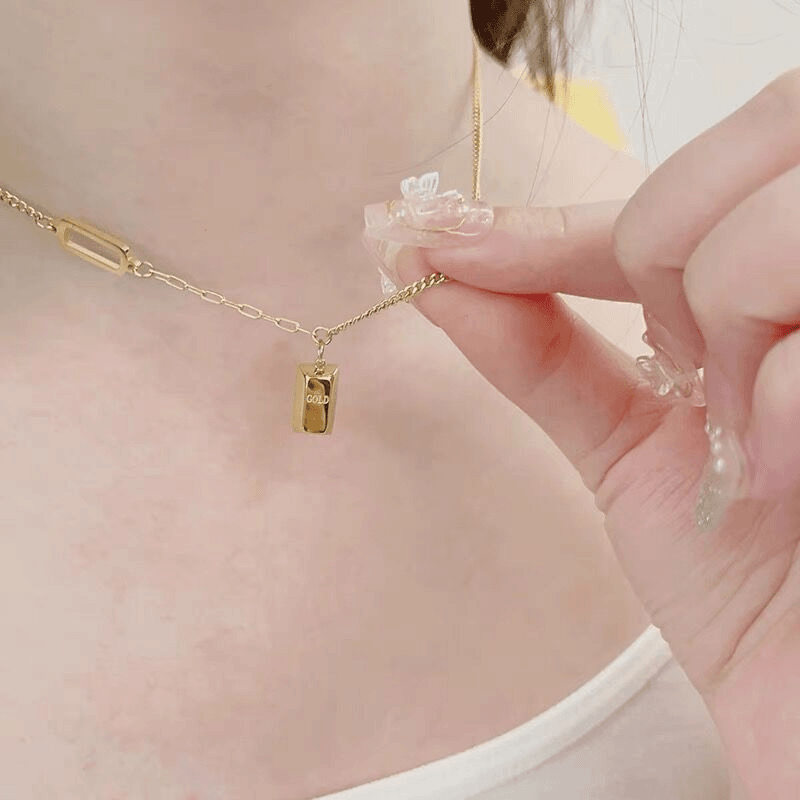 钛钢项链 轻奢精美气质款暴富小方砖时尚高级感秋冬百搭不掉色ins