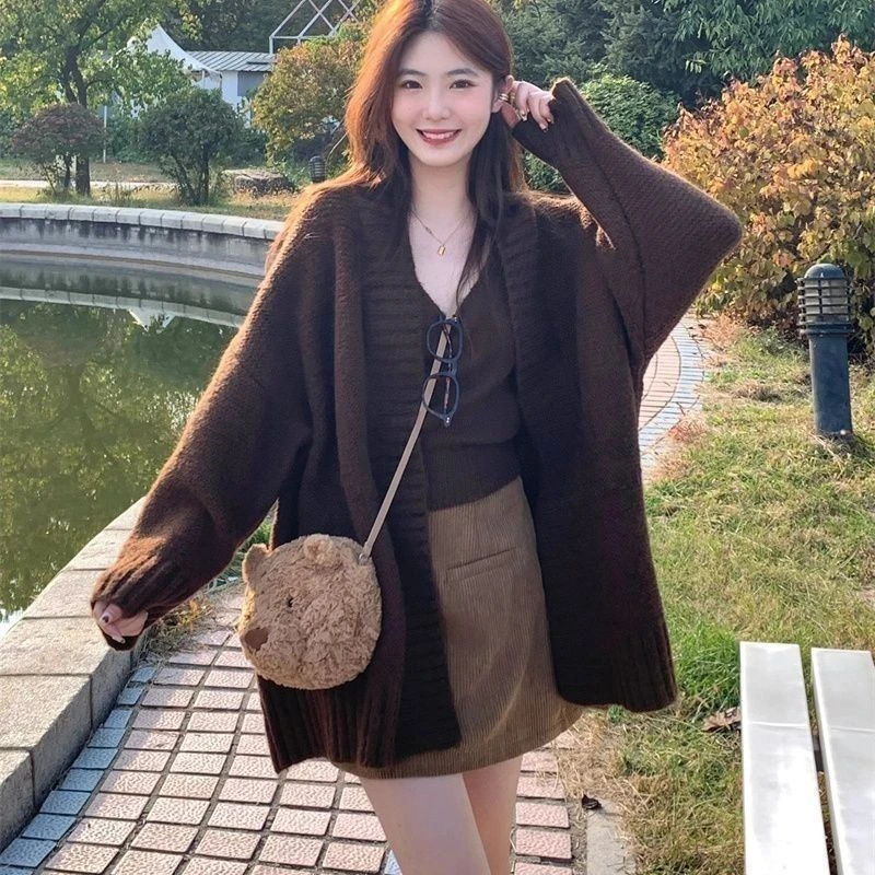 两件套慵懒风气质针织开衫毛衣外套上衣穿搭时尚风爆款美拉德