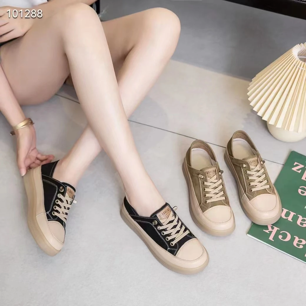 2024新秋复古牛筋底休闲板鞋百搭一脚蹬单鞋