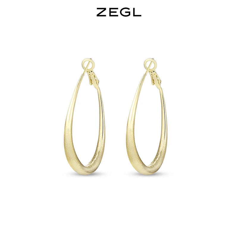 ZEGL 铜合金耳饰 小兔牙-金色圈圈复古气质圆环耳圈ZS36572