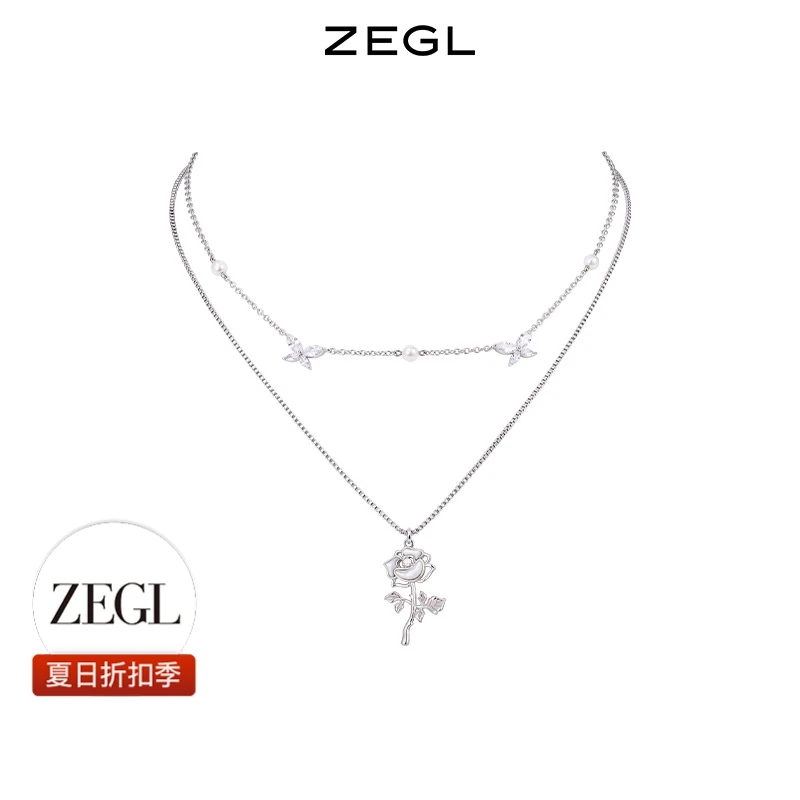【ZEGL夏日折扣】设计师玫瑰花项链简约轻奢百搭小众饰品