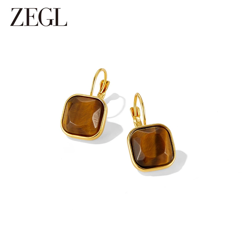 ZEGL 铜合金耳饰 几何方形耳环新款复古精致时尚
