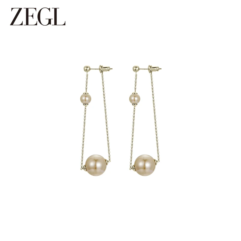 ZEGL 铜合金耳饰 施家香槟色流苏耳环2025年新款百搭时尚饰品