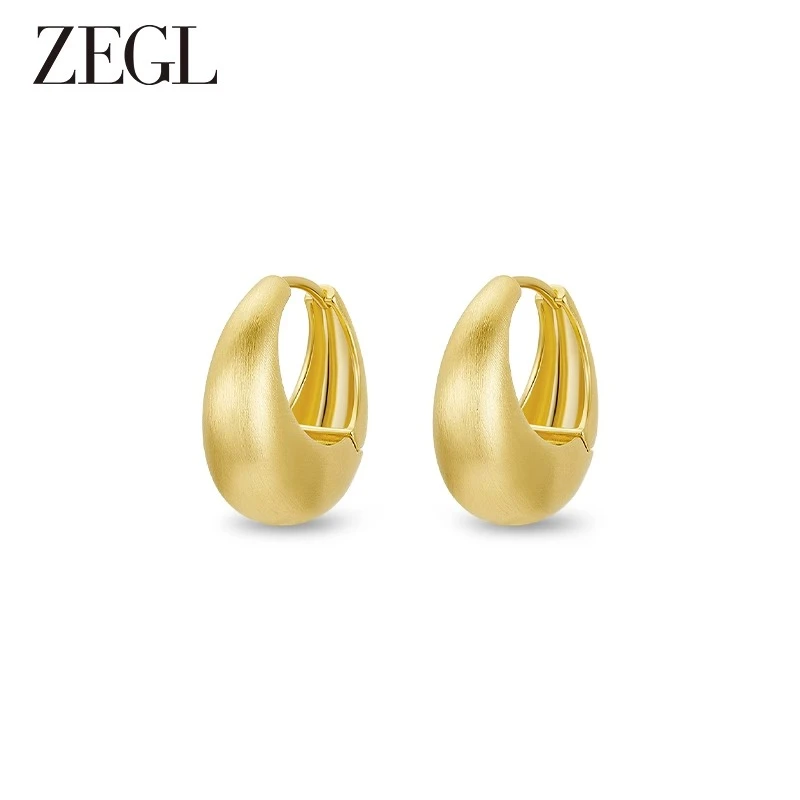 ZEGL 铜合金耳饰 金色素圈耳环2025年新款小众气质个性百搭女饰品
