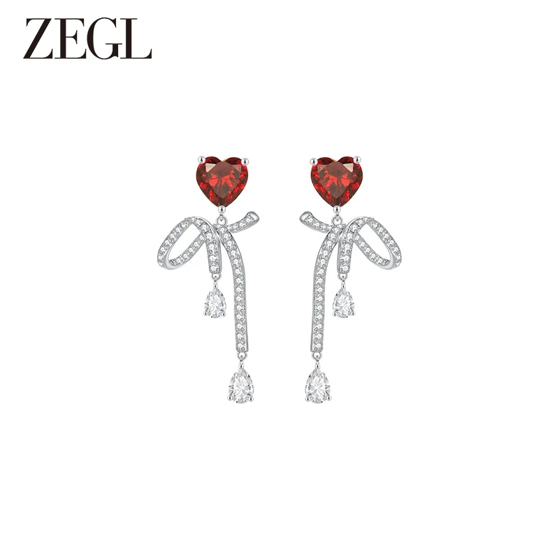 ZEGL 铜合金耳饰 设计师新年系列爱心耳环女新款秋冬红色耳钉耳饰