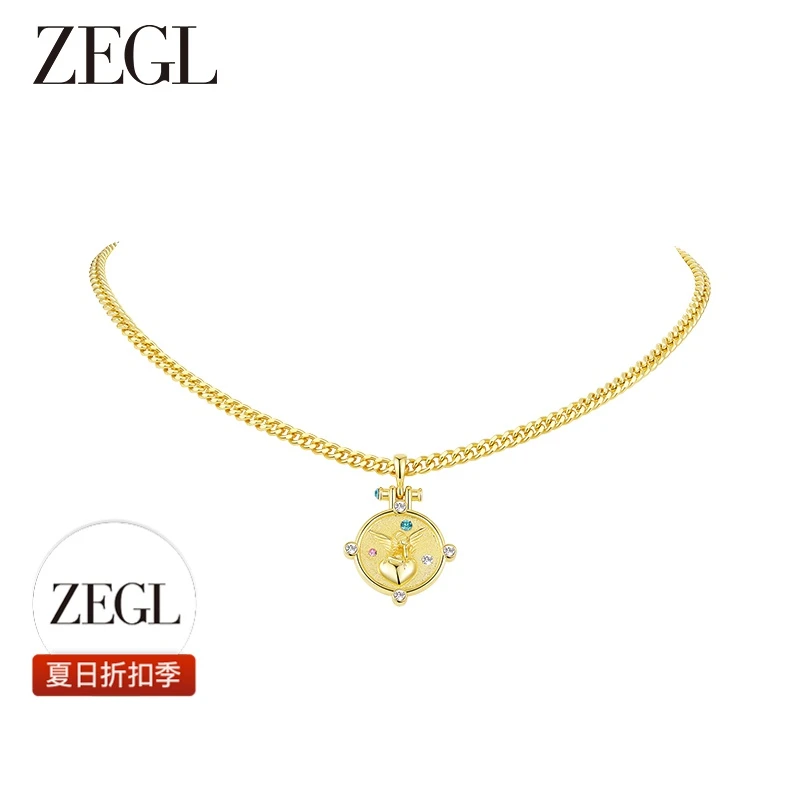 【ZEGL夏日折扣】设计师小天使之心项链简约轻奢百搭小众饰品