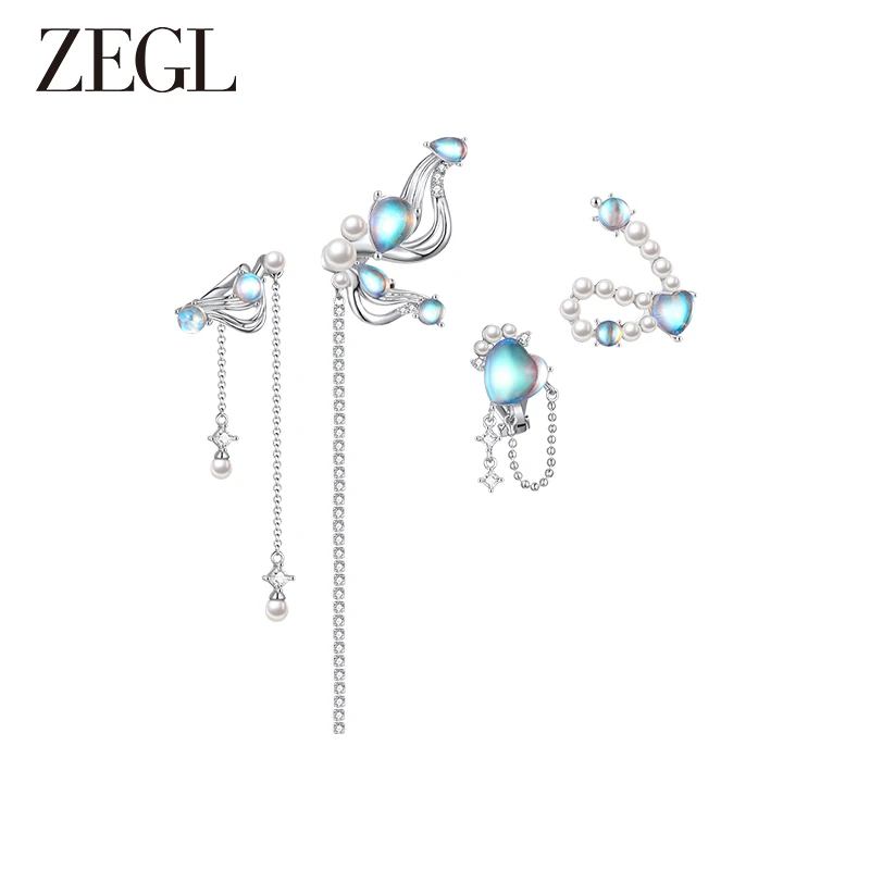 ZEGL 铜合金耳饰 设计师冰蓝精灵妆盘耳夹女耳环耳饰品小众轻奢