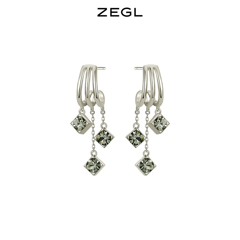 ZEGL 铜合金耳饰 法式流苏耳环女小众简约气质轻奢百搭时尚耳钉
