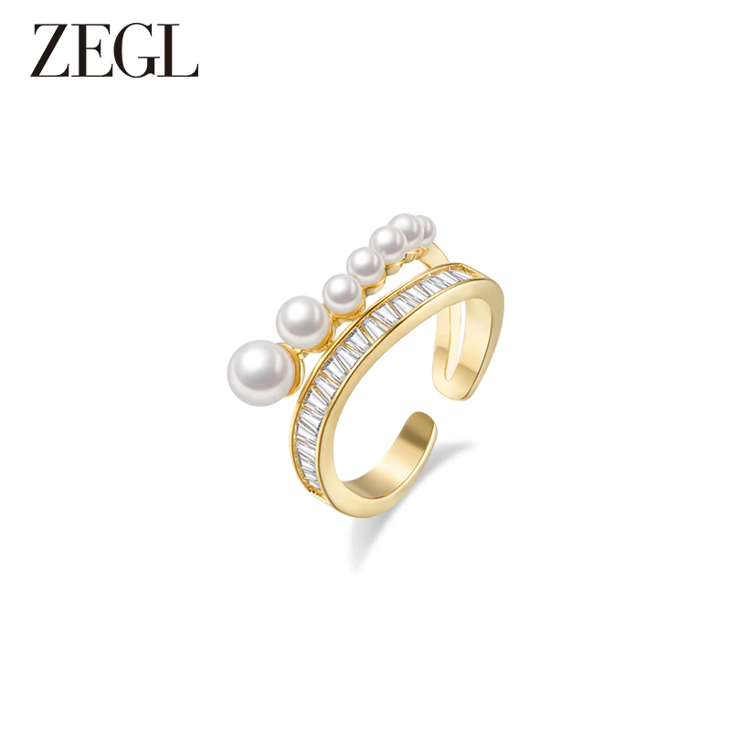 ZEGL 铜合金合成锆石戒指 时尚戒指轻奢气质简约个性百搭手饰饰品