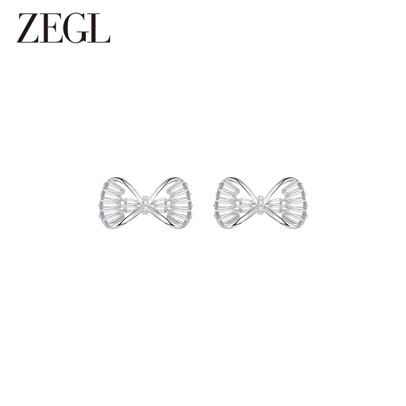 ZEGL 铜合金耳饰 蝴蝶结丝带耳环轻奢气质时尚简约小众首饰饰品